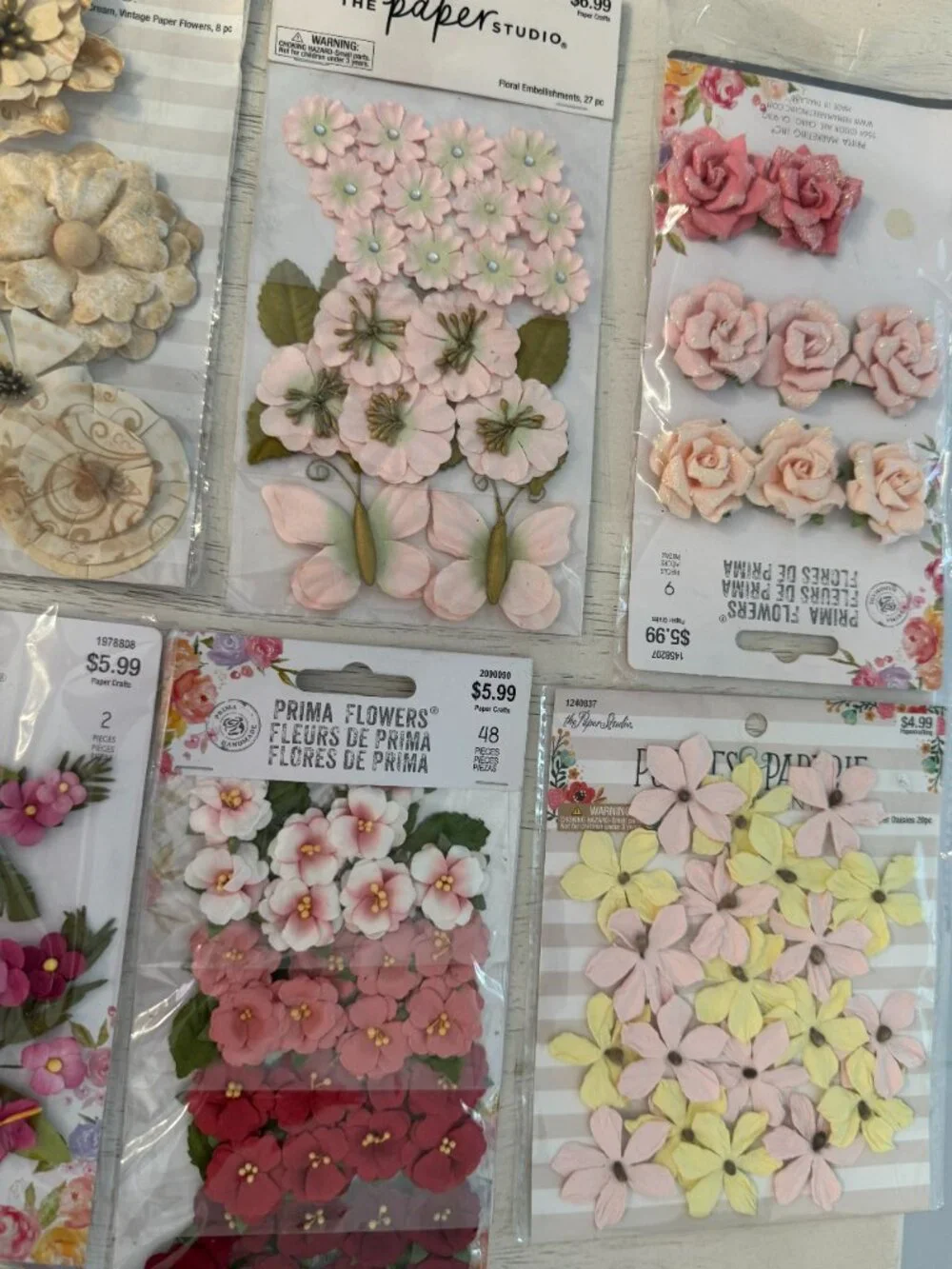 NWT fabric flowers/butterflies for crafting in various colors